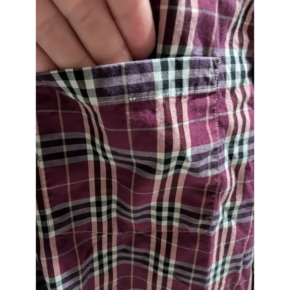 Banana Republic Men's Large Plaid Non Iron Tailored Dress Shirt Slim 100% Cotton